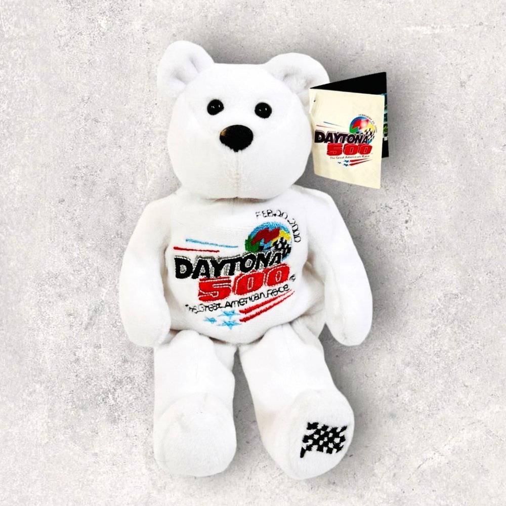 Daytona 500 Y2K "Race Day Bear" Beanie Plush Toy - With All Tags